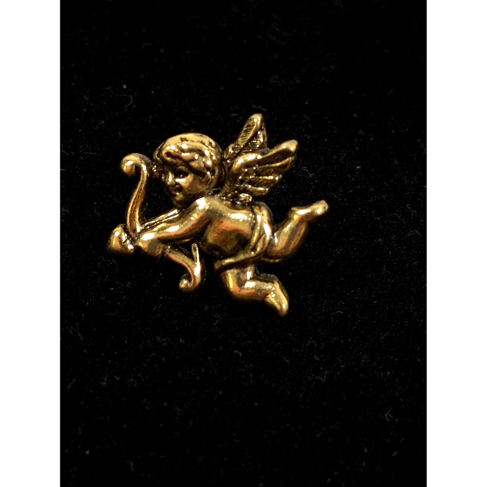 Vintage Avon Cherub Angel Tack Pin Gold Tone Signed Cupid Brooch